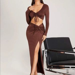 Shein chocolate brown two piece set
